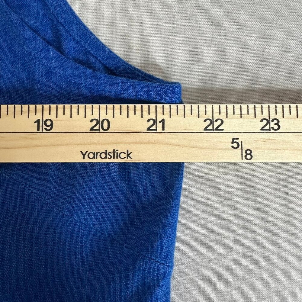 VTG COUNTRY WEAR CASUALS Blue Linen Sleeveless Maxi Embroider Dress Womens Sz L - Picture 9 of 15